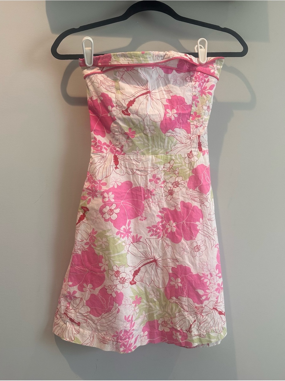 Strapless Floral Dress in Pink, Size S